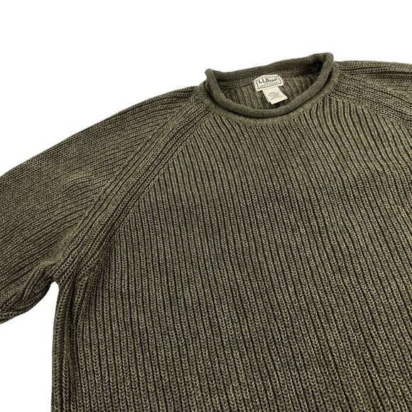 LL Bean Roll Neck Sweater Mens Size XXLT Tall 100% Cotton Heather Green - Picture 3 of 7